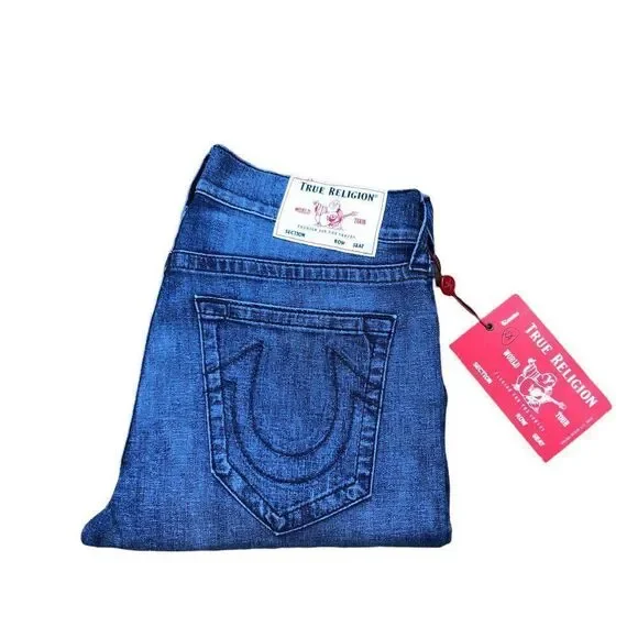 Brand New True Religion Jeans Size 32 RICKY RELAXED STRAIGHT Blue - Picture 1 of 9